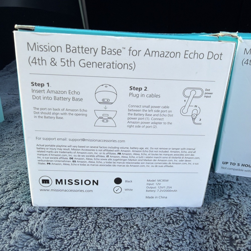 Made for Amazon Battery Base for Echo Dot (5th Gen) White 2-Pack - Picture 3 of 4